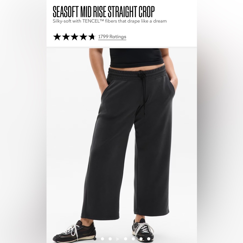 Athleta Seasoft Mid Rise Straight Crop Grey Womens Pants